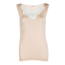 Moschino Beige Knit Lace Neck Trim Detail Sleeveless Top M picture
