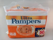 Vintage Ultra Pampers 4-10kg  (9-22lbs) 18 super plastic diapers W. Germany picture