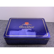 VTG Crown Royal Tin Storage Box Purple Gold The Legendary Import Metal Case picture