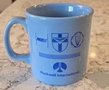 Vintage Rockwell International Collins Radio Aerospace Coffee Cup Mug Blue RARE picture