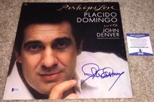 PLACIDO DOMINGO SIGNED ALBUM VINYL PERHAPS LOVE JOHN DENVER THE THREE TENORS BAS picture