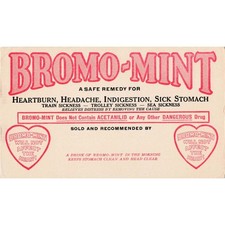Vintage Bromo-Mint Trade Card Patent Medicine Heartburn Remedy Ephemera picture