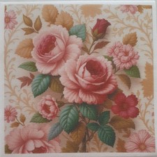 2 individual Paper Decoupage BEVERAGE NAPKINS -PINK ROSE BOUQUET 1 MOTIF picture
