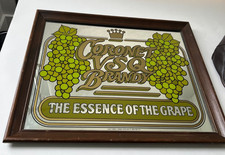 Vintage Coronet VSQ Brandy  Mirror Wood Frame Bar Sign 