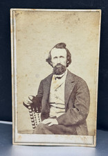 Antique CDV 1880s  Handsome Man In Suit Original Illinois Johnston Photographer picture
