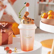 Starbucks China 2022 New Year Tiger Cute Gradient 16oz Tumbler Straw Glass Cup picture