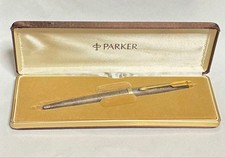 Excellent PARKER 75 Cisele Sterling Silver Ballpoint Pen Vintage Case picture