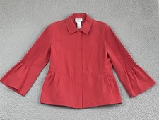 Akris Punto Pintuck Bell-Sleeve Moto Jacket Luminous Red Womens Size 4 NEW picture