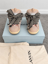 Lanvin Curb Chevron Pink Sneakers with Black & White Zigzag Laces Low Top picture