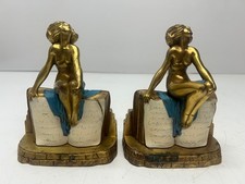 Vtg K&O Kronheim Oldenbusch Not Quite Bookish Nude Woman Book Bookends Art Deco picture