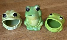 Vintage Lot 1970s Ceramic Frog Sponge Holder Big Mouth Scrubby Caddy  picture