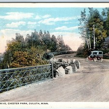 c1910s Duluth, MN Boulevard Drive Chester Park Postcard Vintage Touring Car CT picture