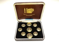 Vintage Royal Engineers Gilt Enamel Buttons Set of 8 Box London Badge & Button picture