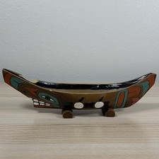 CLASSIC NORTHWEST COAST DESIGN CANOE CEREMONIAL BOWL Tribal Made In Canada picture