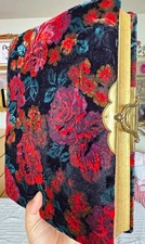 Antique 1890s Victorian Velvet Photo Album w/Family Index Photos Floral Lithos picture