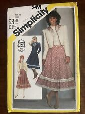 Vintage Simplicity Gunne Sax Outfit Skirt Blouse Jacket Set 5491 Pattern Sz 10 picture