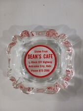 Vintage Glass Ashtray Dean,s Cafe Nebraska City  Clear picture