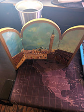 Vintage Paolo Lucatello Venice Oil Painting 3-Panel Folding Table Screen Triptyc picture