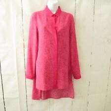 Akris Tunic Top 6 Pink Silk High Low Hem Long Sleeve Button Up picture