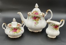 Tea Set LARGE Royal Albert 1962 Old Country Roses 🌹 Teapot Creamer Sugar Bowl picture