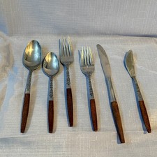 Vintage Interpur INR2 Flatware Japan Brown Handles Scroll Heart 6 Piece Set picture