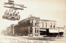 Hopkins MO Baseball Team in Airplane Above Main Street Prop RPPC Postcard COPY picture