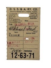 VTG DSS&A RR Baggage Tag Calumet MI Elkhart IN 12-63-71 picture