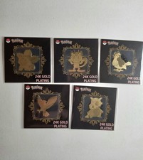 Pokémon 24K Gold Plated Collectible Cards Lot of 5 Vintage picture