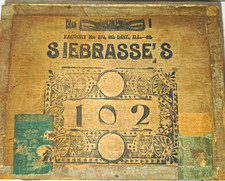 Antique Wooden Siebrasse's 102 Cigar Box Quincy, Il Factory No. 102 8th District picture