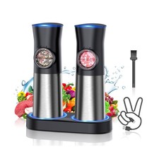 Gravity Electric Salt and Pepper Grinder Set, USB Rechargeable Automatic Salt... picture