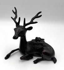 Vintage Japanese Bronze Deer Koro Incense Burner Censer Reclining picture