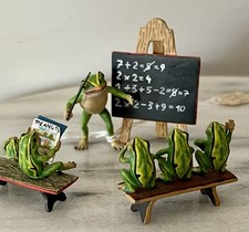 Vintage Fritz Bermann Austrian Bronze Miniature Sculpture of Frog School W/ COA  picture