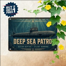 Underwater Submarine Nautical Ocean Depths Metal Sign Retro Maritime Plaque picture