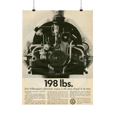 Volkswagen Beetle VW Bug Poster - VW Advertising Mid Century Wall Art 11x14” picture