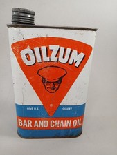 VINTAGE OILZUM BAR & CHAIN 1 qt. Oil Can  picture