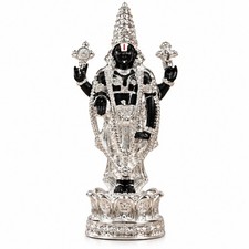 TOUCH925 999 Pure Silver Plated Tirupati Balaji Idol Murti for Pooja Temple Gift picture