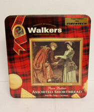 VINTAGE WALKERS SHORTBREAD COOKIE TIN 9X9 picture