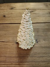 Vintage Otagiri Enesco Christmas Tree White and Gold 7