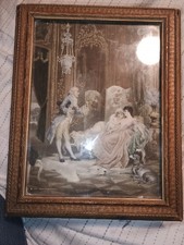 carl schweninger litograpgic print vintage gold gilt trinket box with mirrors picture