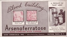 Vintage Pharmaceutical Blotter Card Arsenoferratose Rare Chemicals Inc. New York picture