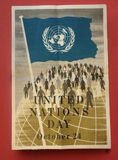 Vintage 1950s United Nations Day Original Poster 22x15 UN Presentation 3150 picture