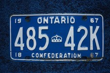 1967 ONTARIO Canada License Plate picture