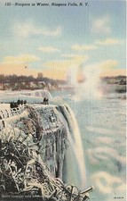 Postcard NY: Niagara Falls in Winter, Niagara Falls, New York Linen picture