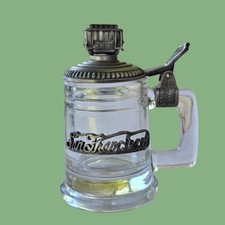 Vintage San Francisco Souvenir Beer Stein Glass Metal Lid Cable Car Finial picture