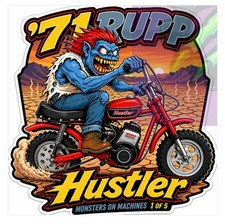 1971 Rupp Hustler Minibike 9x9cm Durable Die-Cut Vinyl Sticker Number 1 of 5 picture