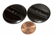 2 Antique Black Bakelite Coat Buttons picture