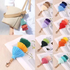 Handmade Women Colorful Boho Pom Pom Tassel Bag Charm Key Chain Fashion Jewerly& picture