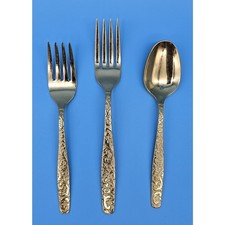 Vtg International Silver Americana Golden Heritage 3 Pc Gold Tone Flatware Set picture