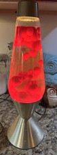 Vintage 70s Lava Lamp Lite STARLIGHT Red Lava Gold Base LAVA WORKS Light wear picture
