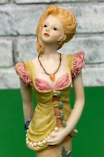 Vintage  1980's Hand Painted Resin Victorian Style Fancy Lady Collector Figurine picture